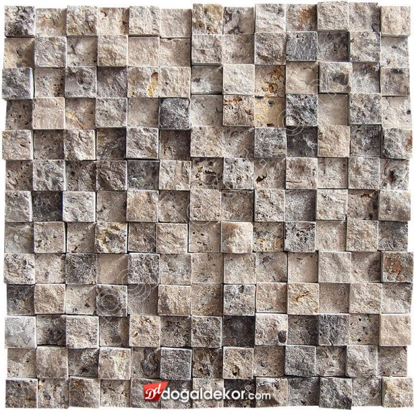 Patlatma Taş Dekoratif Doğal 3D Gümüş Traverten 23x23mm  - DT1419